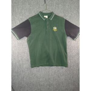 Green Bay Packers NFL Men's XL‎ Short Sleeve Green Polo Button Collared Shirt